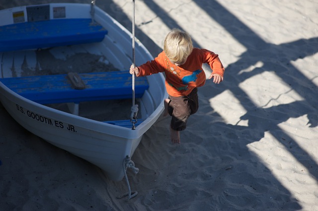 Ben playing on boat